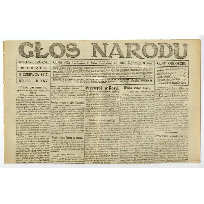Głos Narodu. R.25 (1917). Nr 132 (5 czerwca 1917). Wydanie wieczorne