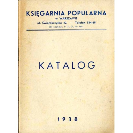 Katalog 1938. Księgarnia Popularna w Warszawie, ul. Świętokrzyska 42