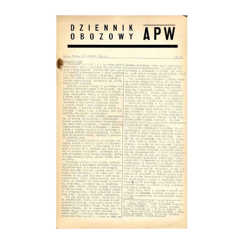 Dziennik Obozowy APW. 1944. Nr 59 (12 kwietnia 1944) + Dodatek Tygodniowy Nr 3