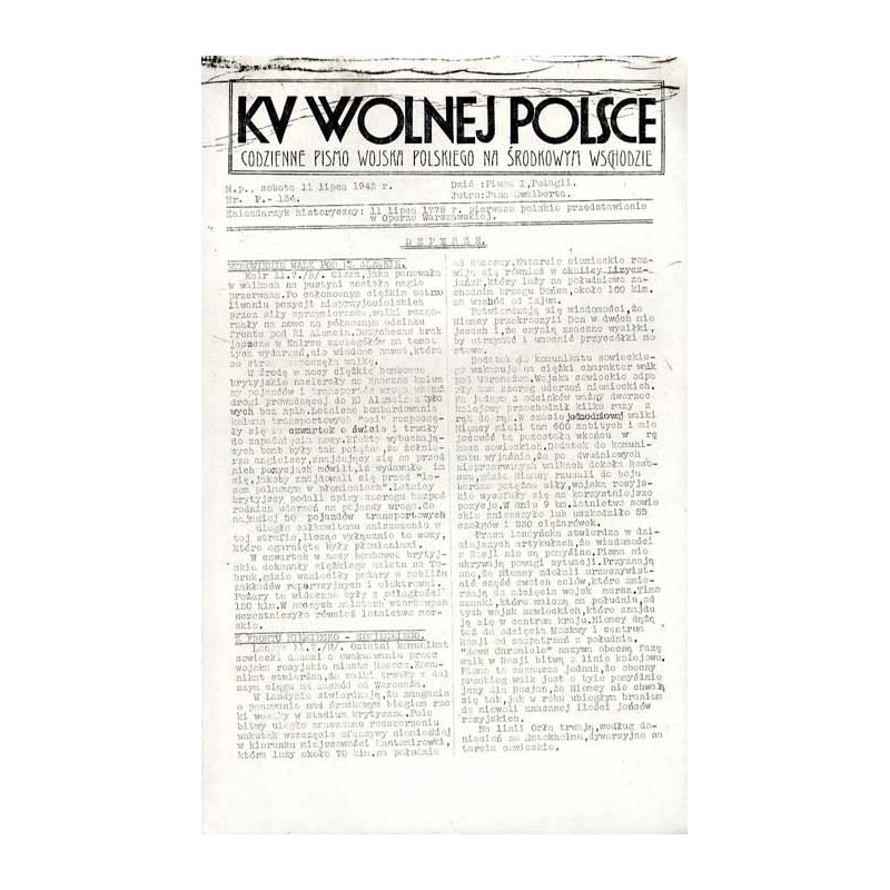 Ku Wolnej Polsce. Tygodnik Wojska Polskiego na Środkowym Wschodzie. Codzienne pismo Wojska Polskiego na Środkowym Wschodzie. 194