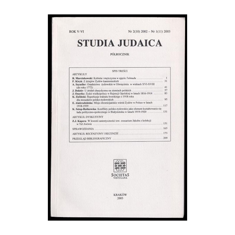 Studia Judaica. Półrocznik. R.5-6 (2002-2003. Nr 2(10) 2002 - Nr 1(11) 2003