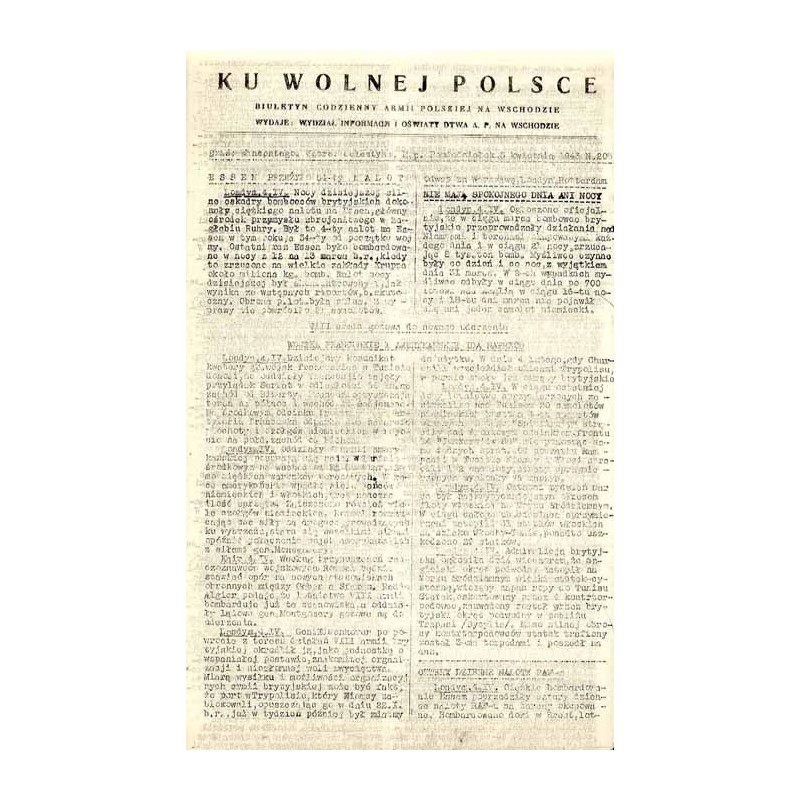 Ku Wolnej Polsce. Biuletyn codzienny Armii Polskiej na Wschodzie. (1943). Nr 205 (5 kwietnia 1943)