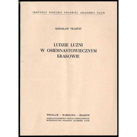 Ludzie luźni w osiemnastowiecznym Krakowie