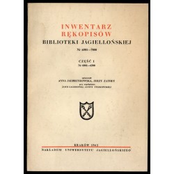 Inwentarz rękopisów Biblioteki Jagiellońskiej. Nr 6001-7000. Cz.1: 6001-6500