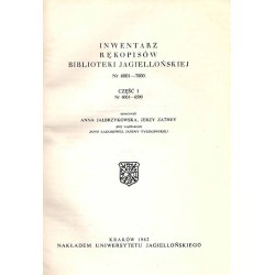 Inwentarz rękopisów Biblioteki Jagiellońskiej. Nr 6001-7000. Cz.1: 6001-6500