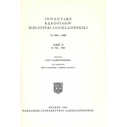 Inwentarz rękopisów Biblioteki Jagiellońskiej. Nr 7001-8000. Cz.2: 7501-7800