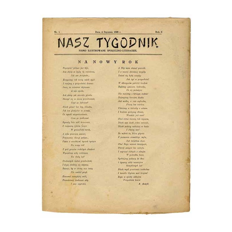 Nasz Tygodnik. Pismo ilustrowane społeczno-literackie. R.2 (1925). Nr 1 (4 stycznia 1925)