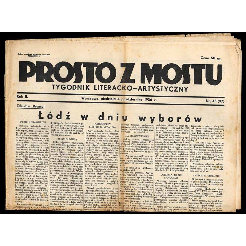 Prosto z Mostu. Tygodnik literacko-artystyczny. R.2 (1936). Nr 43 (97) (4 października 1936)