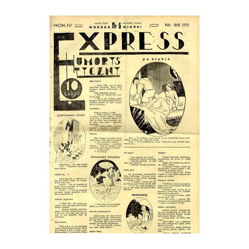 Express Humorystyczny. R.4 (1933). Nr 33 (155) / Marian Dąbrowski (Emden): Z kwiatu na kwiat. Romans Szyller Szkolnik: Z za kul