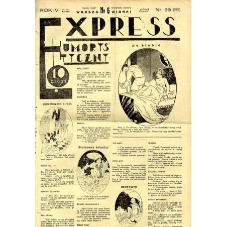 Express Humorystyczny. R.4 (1933). Nr 33 (155) / Marian Dąbrowski (Emden): Z kwiatu na kwiat. Romans Szyller Szkolnik: Z za kul