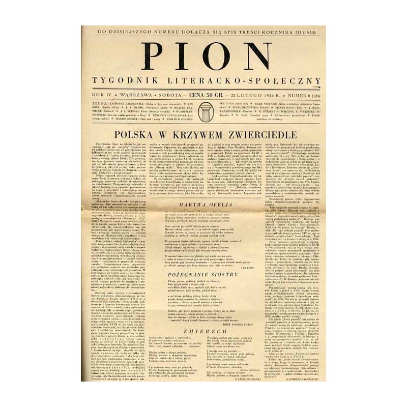 Pion. Tygodnik literacko-społeczny. R.4 (1936). Nr 8 (125) (22 lutego 1936)