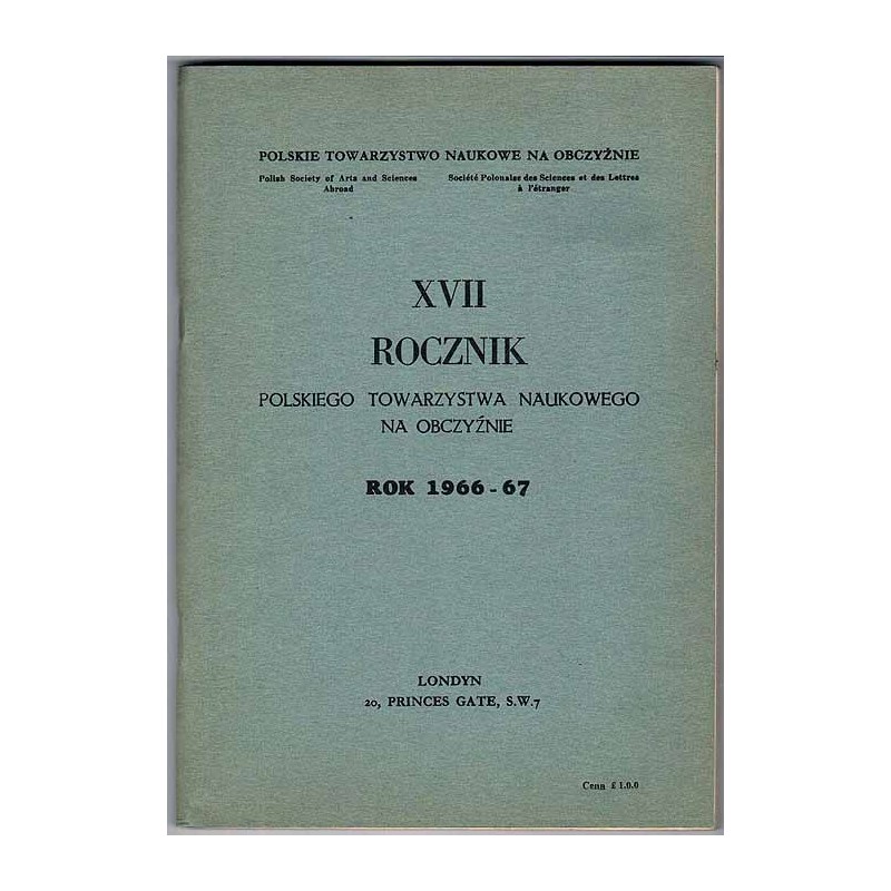 Rocznik Polskiego Towarzystwa Naukowego na Obczyźnie. R.17 (1966-67)