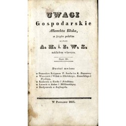 Uwagi gospodarskie Albrechta Bloka. Cz. 2. [Oddział 1]