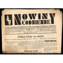 Nowiny Codzienne. Pismo poświęcone sprawom ludu polskiego na Śląsku Opolskim. R.26 (1936). Nr 228 (3 października 1936)