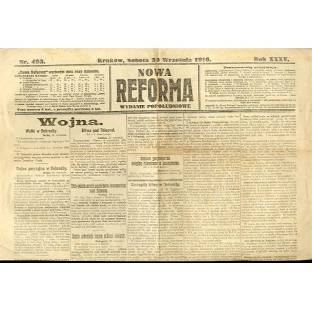Nowa Reforma. R.35 (1916). Nr 493 (30 października 1916). Wydanie popołudniowe