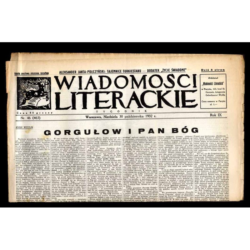 Wiadomości Literackie. Tygodnik. R.9 (1932). Nr 46 (463) (30 października 1932)