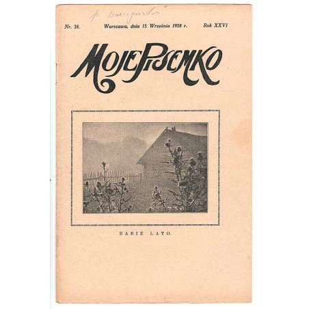 Moje Pisemko. R.26 (1928). Nr 38 (15 września 1928)