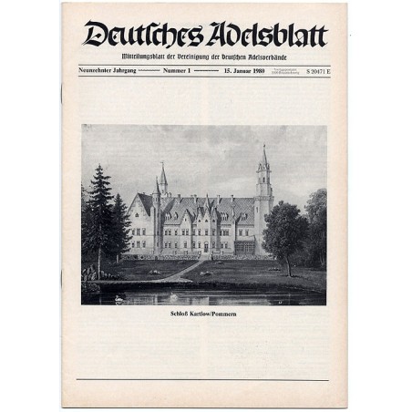 Deutsches Adelsblatt. 19. Jahrgang (1980). Nr 1 (15 I 1980) [Schloß Kartow, Krs. Demmin / Pommern]