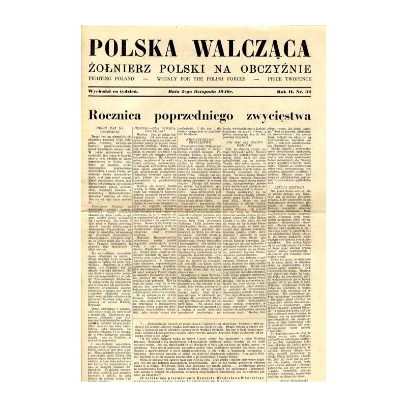 Polska Walcząca - Żołnierz Polski na Obczyźnie. Fighting Poland. Weekly for the Polish Forces. R.2 (1940). Nr 34 (2 listopada 19