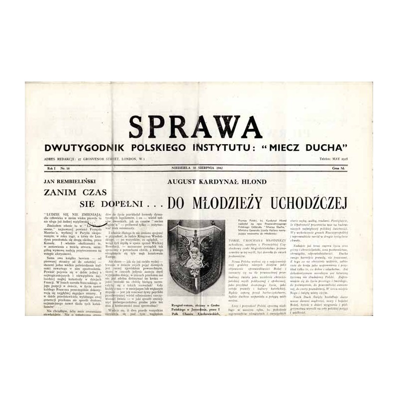 Sprawa. Dwutygodnik Polskiego Instytutu: "Miecz Ducha"  The Common Cause. Fortnightly of the Polish Section of the "Sword of th
