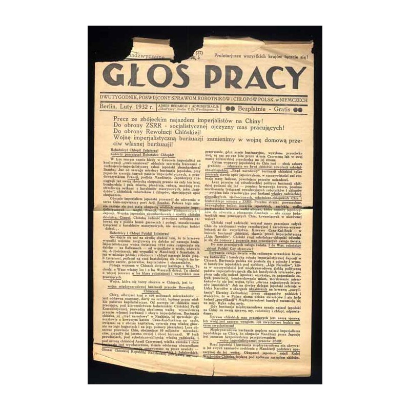 Głos Pracy. Dwutygodnik, poświęcony sprawom robotników i chłopów polsk. w Niemczech. R.5 (1932). Nr 2 (37) (luty 1932)