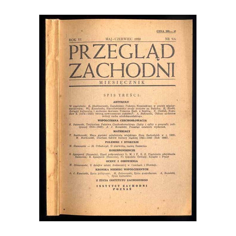 Przegląd Zachodni. Miesięcznik. R.6 (1950). Nr 5/6 (maj-czerwiec 1950)