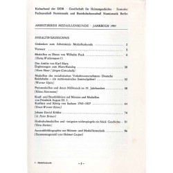 Arbeitskreis Medaillenkunde Jahrbuch 1981