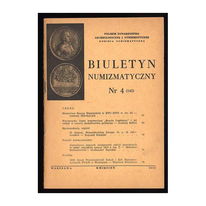 Biuletyn Numizmatyczny. 1979. Nr 4 (142) (IV 1979)