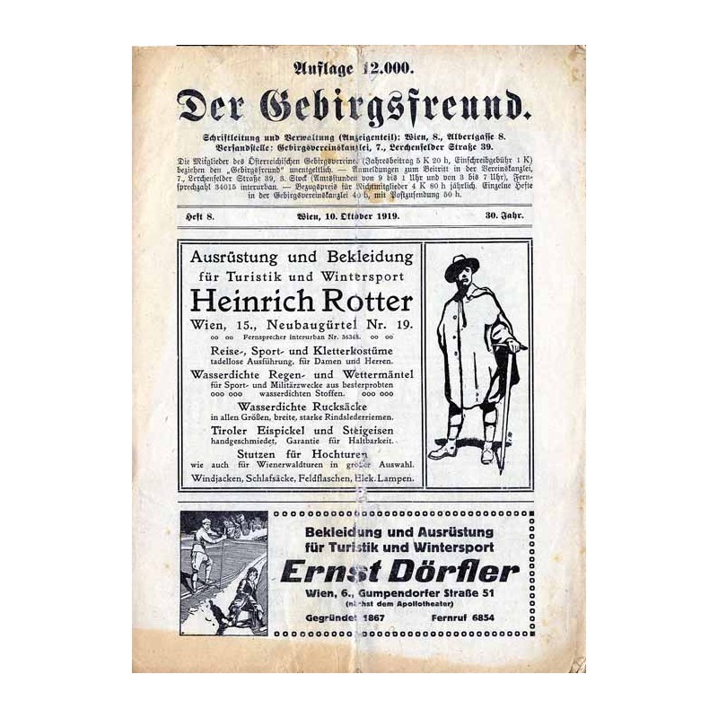 Der Gebirgsfreund. Zeitschrift des Oesterreichischen Gebirgsvereins. 30. Jahrgang (1919). H.8 (10. Oktober 1919)