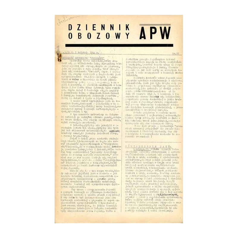 Dziennik Obozowy APW. 1944. Nr 55 (5 kwietnia 1944) + Dodatek Tygodniowy Nr 2