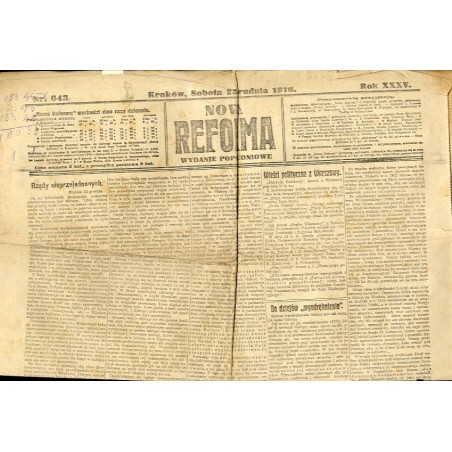 Nowa Reforma. R.35 (1916). Nr 643 (23 grudnia 1916). Wydanie poranne