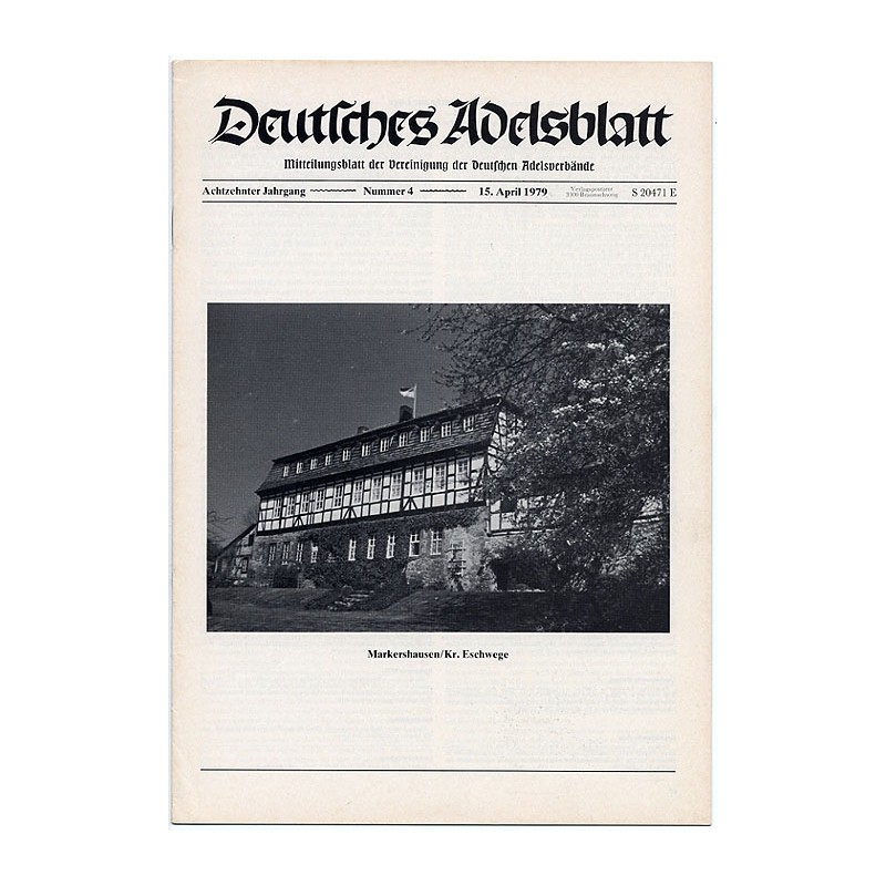 Deutsches Adelsblatt. 18. Jahrgang (1979). Nr 4 (15 IV 1979) [Markershausen / Kr. Eschwege]