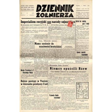 Dziennik Żołnierza. Polska prasa obozowa. Pismo żołnierzy 1. Korpusu Pancerno Mot. R.4 (1943). Nr 52 (787) (4 marca 1943)