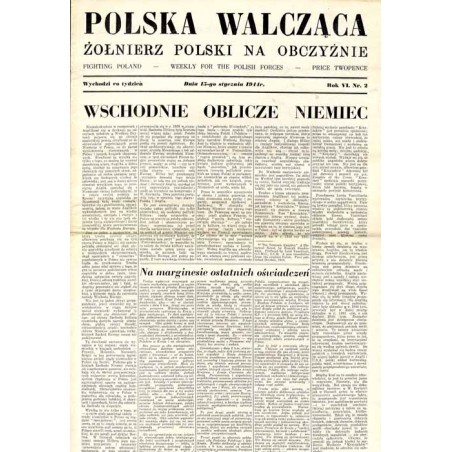 Polska Walcząca - Żołnierz Polski na Obczyźnie. Fighting Poland. Weekly for the Polish Forces. R.6 (1944). Nr 2 (15 stycznia 194