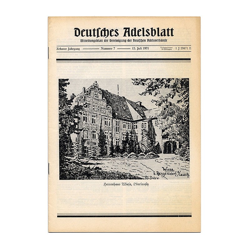 Deutsches Adelsblatt. 10. Jahrgang (1971). Nr 7 (15 VII 1971) [Herrenhaus Wiesa, Oberlausitz] [Wieża]