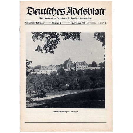 Deutsches Adelsblatt. 19. Jahrgang (1980). Nr 2 (15 II 1980) [Schloß Beichlingen / Thüringen]