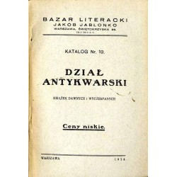 Bazar Literacki Jakób Jabłonko. Katalog nr 19. Dział antykwarski książek dawnych i wyczerpanych