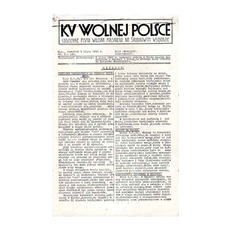 Ku Wolnej Polsce. Tygodnik Wojska Polskiego na Środkowym Wschodzie. Codzienne pismo Wojska Polskiego na Środkowym Wschodzie. 194