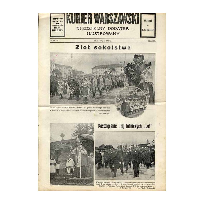 Kurjer Warszawski. Niedzielny dodatek ilustrowany. R.109 (1929). Nr 190 (14 lipiec 1929)