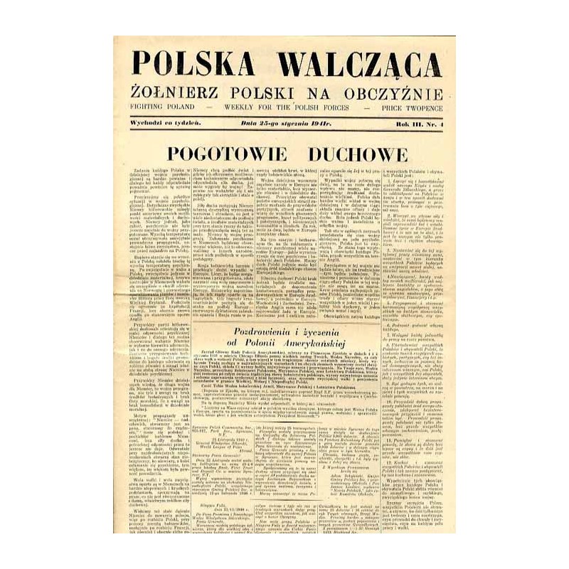 Polska Walcząca - Żołnierz polski na obczyźnie. Fighting Poland. Weekly for the Polish Forces. R.3 (1941). Nr 4 (25 stycznia 194