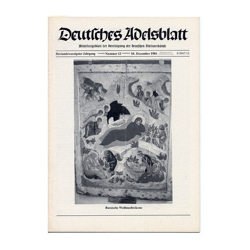 Deutsches Adelsblatt. 23. Jahrgang (1984). Nr 12 (10 XII 1984) [Russische Weihnachtsikone]