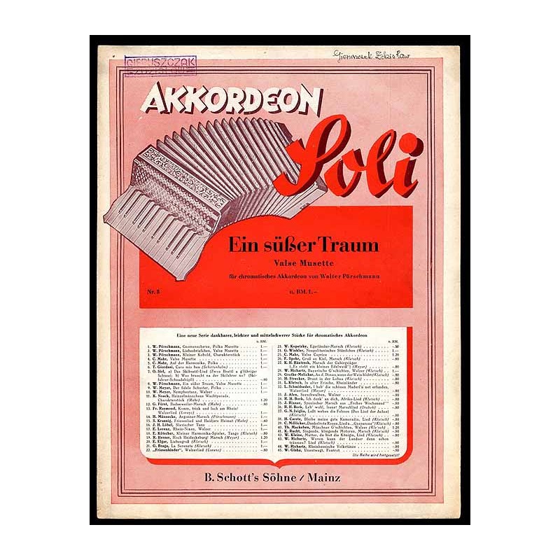 Ein süßer Traum. Doux rêve. Dreaming. Valse Musette