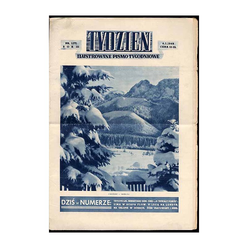 Tydzień. Ilustrowane pismo tygodniowe. R.3 (1948). Nr 1 (77) (4 stycznia 1948)
