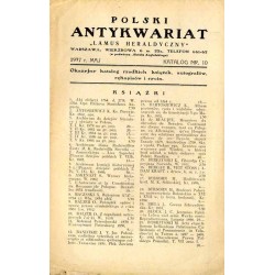 Polski Antykwariat "Lamus Heraldyczny", Warszawa, Wierzbowa 6 [...] (1937). Katalog Nr 10 (maj 1937). Okazyjny katalog rzadkich