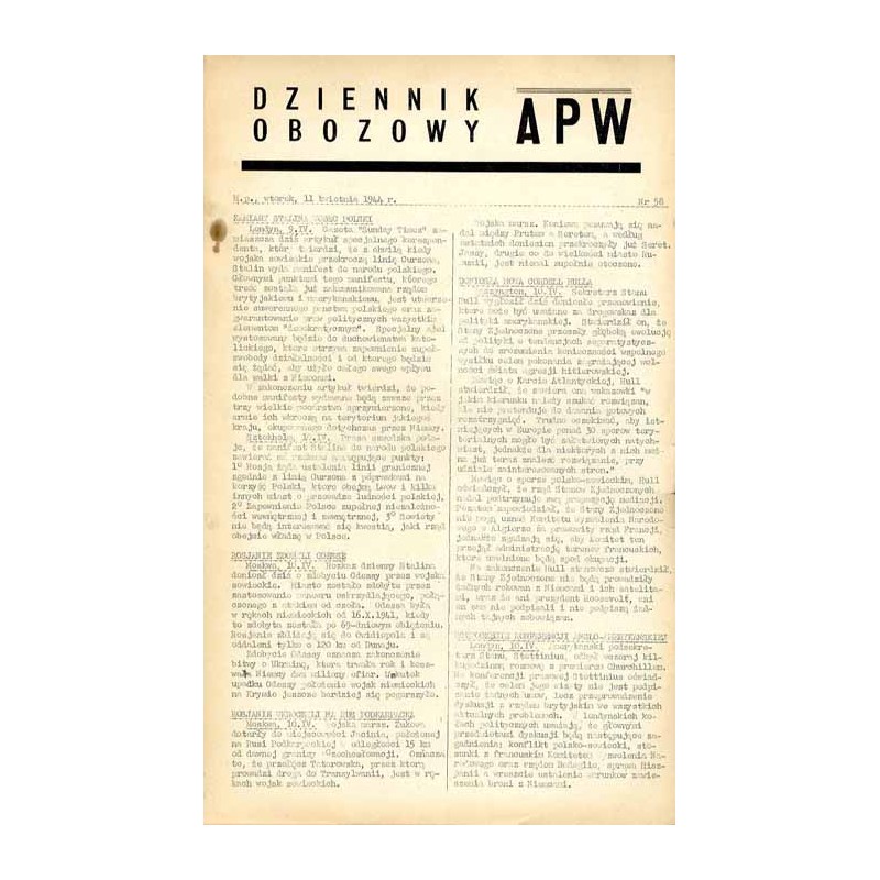 Dziennik Obozowy APW. 1944. Nr 58 (11 kwietnia 1944)