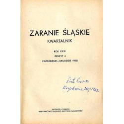 Zaranie Śląskie. Kwartalnik. R.31 (1968). Z.4 (X-XII 1968)