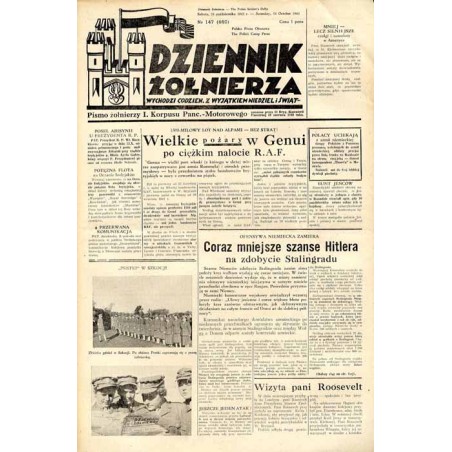Dziennik Żołnierza. [...] Pismo żołnierzy I. Korpusu Panc.-Motorowego. R.3 (1942). Nr 147 (680) (24 października 1942) / Ks. Sta