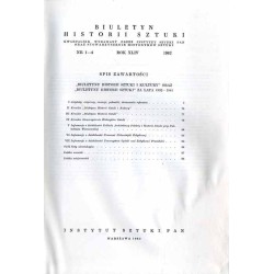Biuletyn Historii Sztuki. R. 44 (1982). Nr 1-4. Wykaz zawartości pisma 1932-1981