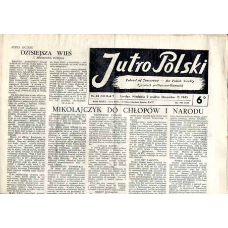 Jutro Polski. Tygodnik polityczno-literacki  Poland of Tomorrow. The Polish Weekly. R.2 (1945). Nr 48 (50) (2 grudnia 1945) / Z