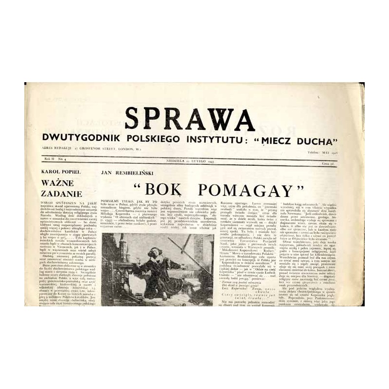 Sprawa. Dwutygodnik Polskiego Instytutu: "Miecz Ducha"  The Common Cause. Fortnightly of the Polish Section of the "Sword of th